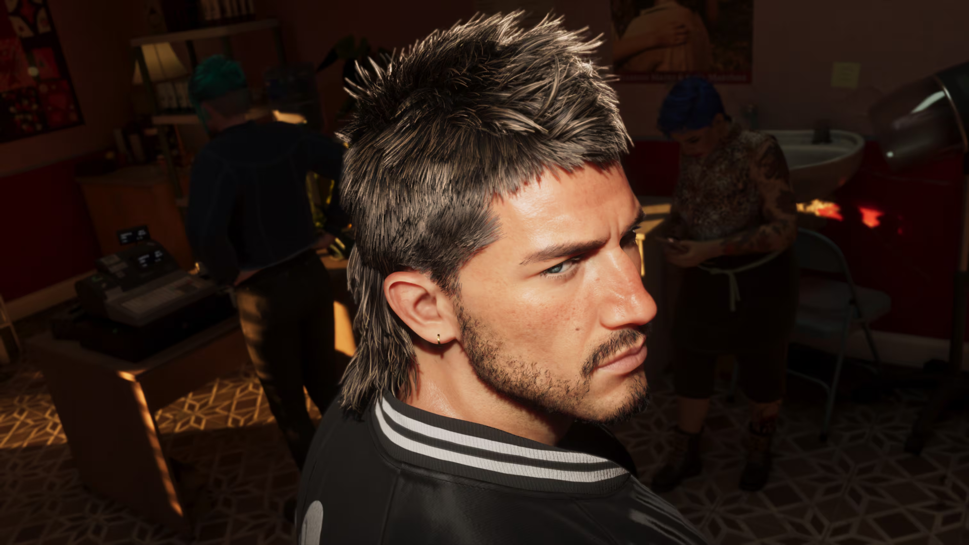 Jason avec une nouvelle coupe chez Sara's Unisex Salon